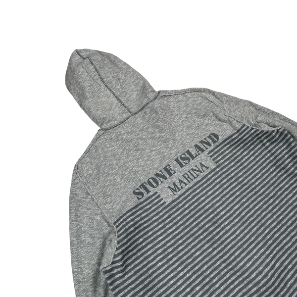 Stone Island 2017 Blue Marl Marina Cotton Lightweight Knit Zipped Hoodie - Small