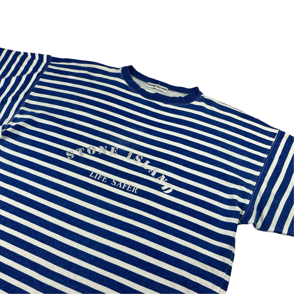 Stone Island 80's Vintage Striped Reflective Marina T Shirt - Large