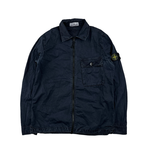 Stone Island 2020 Navy Cotton Zipped Overshirt - Medium
