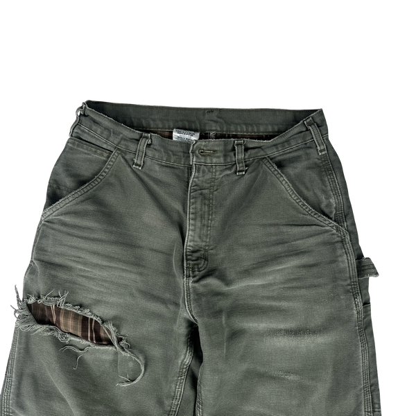 Carhartt Sage Green Distressed Carpenter Cargo Trousers - 30"