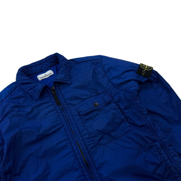 Stone Island 2015 Blue Cotton Lined Crinkle Reps Overshirt - Medium