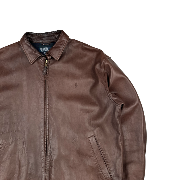 Ralph Lauren Brown Heavyweight Leather Jacket - Large