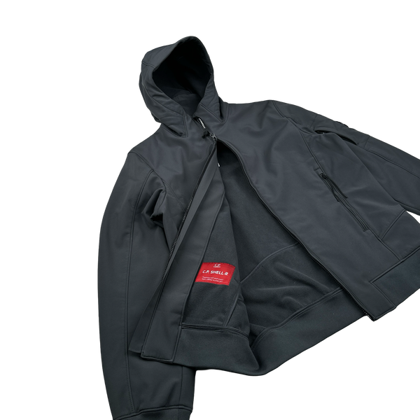 CP Company Charcoal Soft Shell R Hooded Jacket - Large