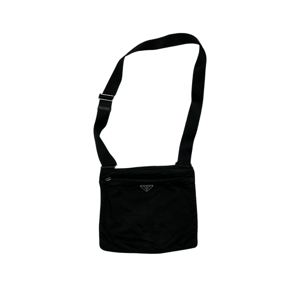Prada Black Nylon Emblem Side Bag