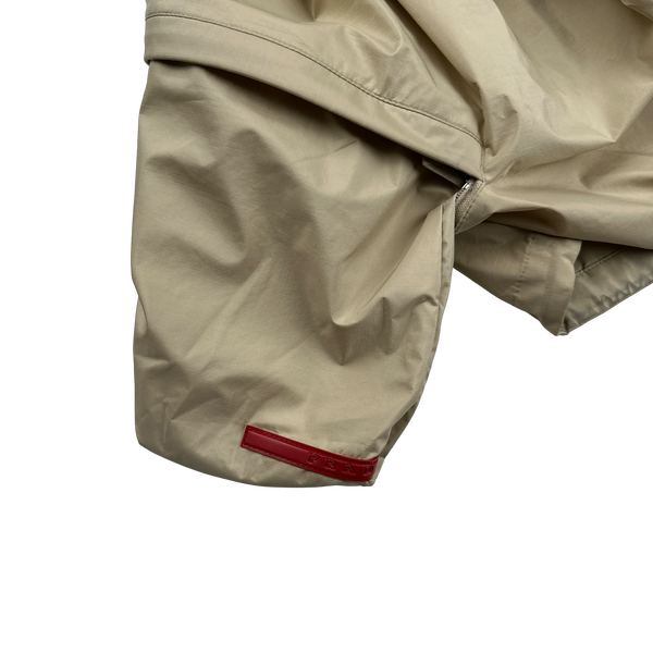 Prada Tan Nylon Spellout Red Tab Multipocketed Jacket - Medium