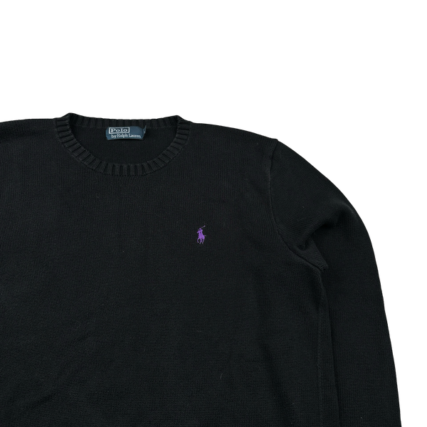 Ralph Lauren Black Knit Crewneck Jumper - Large