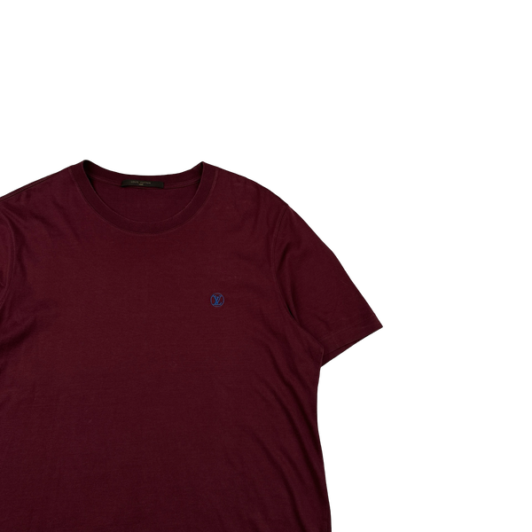 Louis Vuitton Burgundy Emblem Cotton T Shirt - Large
