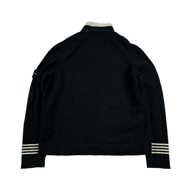 Stone Island 2006 Black Piped Cuff Pullover Jumper - Large