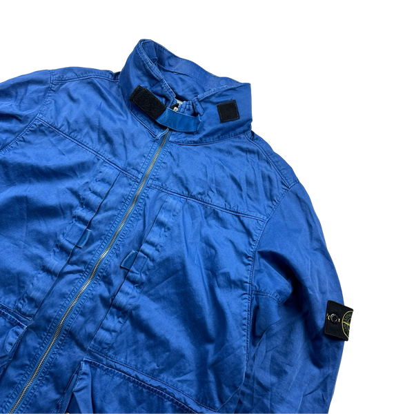 Stone Island 2009 Electric Blue Resin Treated Satin Multipocket Jacket - XL