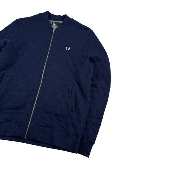 Fred Perry Navy Zipped Collared Jumper - Large