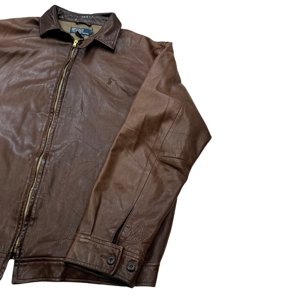 Ralph Lauren Brown Heavyweight Leather Jacket - Large