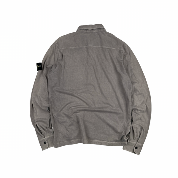 Stone Island Grey Button up Long sleeve Polo Shirt - Large