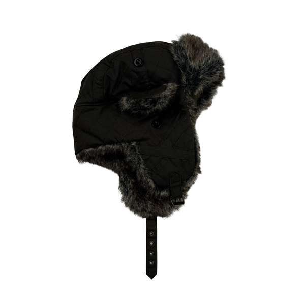 Barbour Khaki Faux Fur Waxed Ushanka Hat - Large