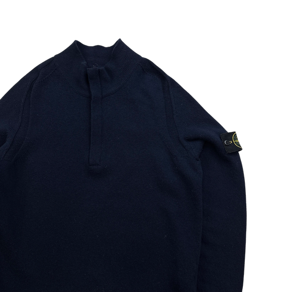 Stone Island 2018 Dark Navy Lambswool Quarter Zip Pullover - Medium