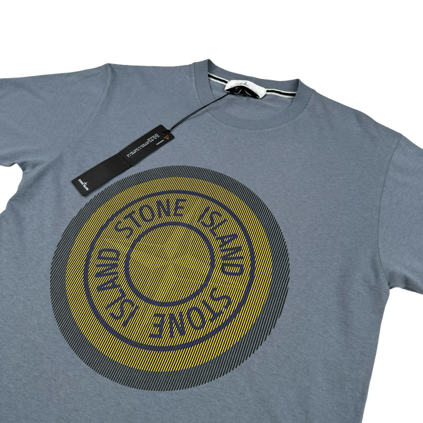 Stone Island 2021 Blue 3D Rubber Logo T Shirt - Small