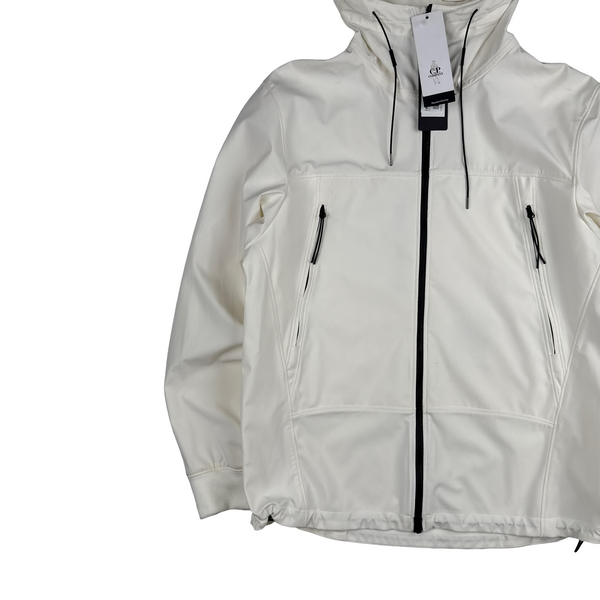 CP Company White Soft Shell R Goggle Hooded Zipped Jacket - 3XL