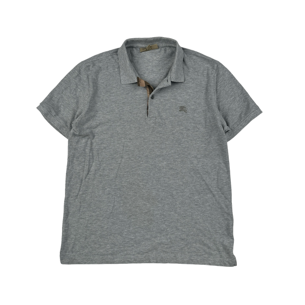 Burberry Grey Nova Check Neckline Polo Shirt - Large