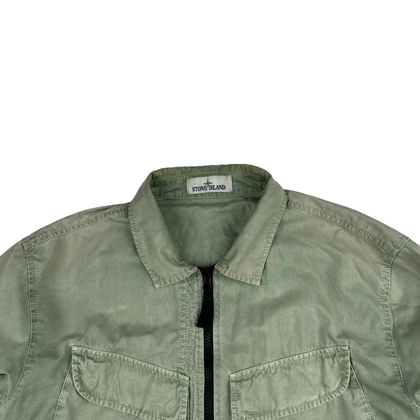 Stone Island 2022 Green Brushed Cotton Zipped Overshirt - XL