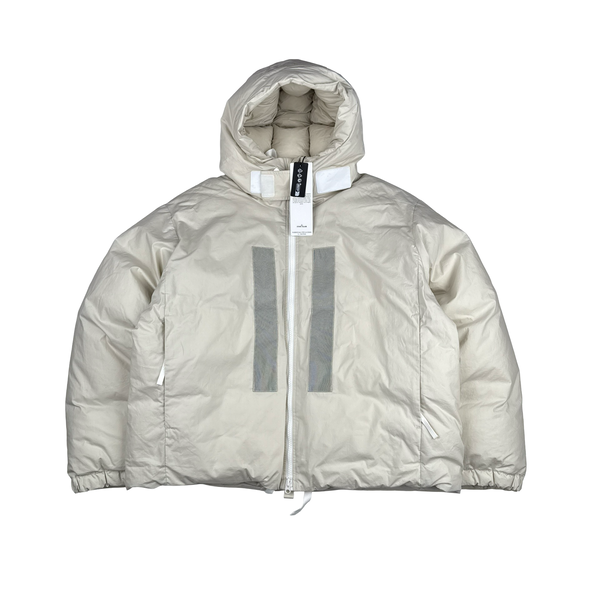 Stone Island 2023 Marina Cream Reflective Strips Puffer Rubber Wax Poplin Down S.I. Marina Jacket - XXL