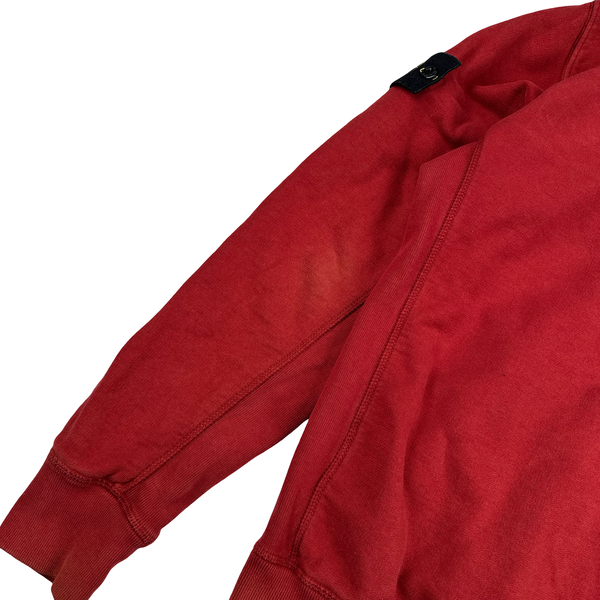 Stone Island 2015 Red Zipped Cotton Hoodie - Medium