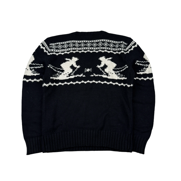 Ralph Lauren Wool Knit Folk Style V-Neck Jumper - Small