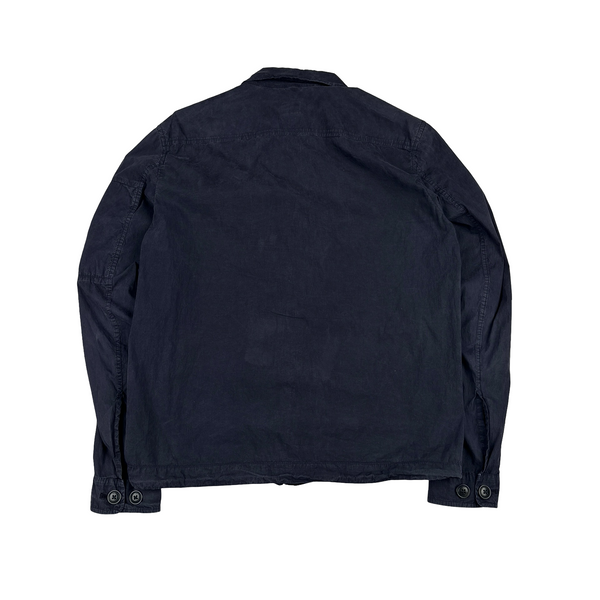 CP Company Navy Cotton Lens View Zipped Overshirt - Medium