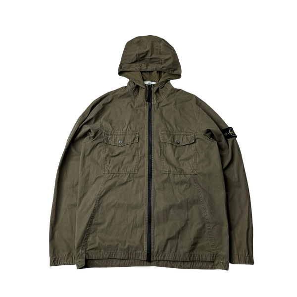 Khaki stone island overshirt clearance