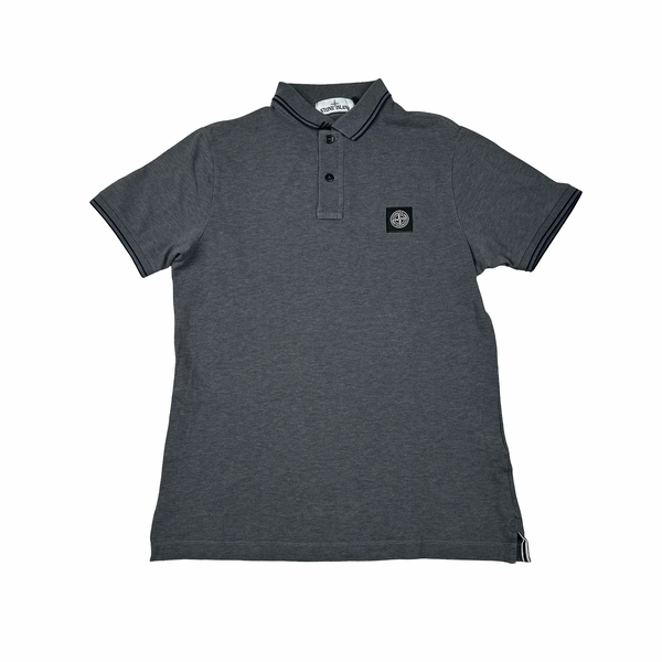 Stone Island 2018 Dark Grey Black Piped Polo Shirt - Large