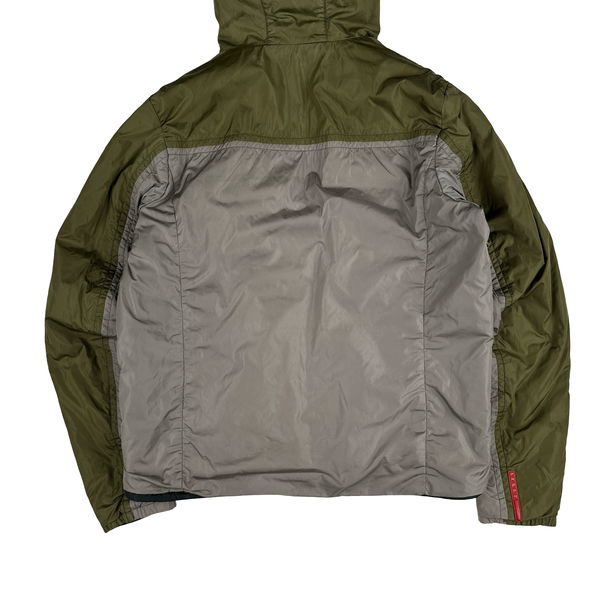 Prada Grey/Khaki Red Tab Reversible Nylon Windbreaker Jacket - Large