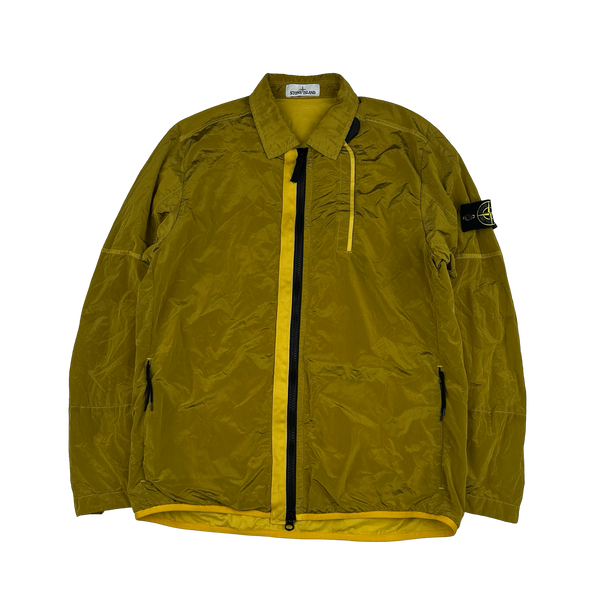 Stone Island 2018 Yellow Shimmer Nylon Metal Overshirt - Large