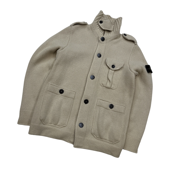 Stone Island 2009 Cream Heavyweight Knitted Cardigan Jumper - XL