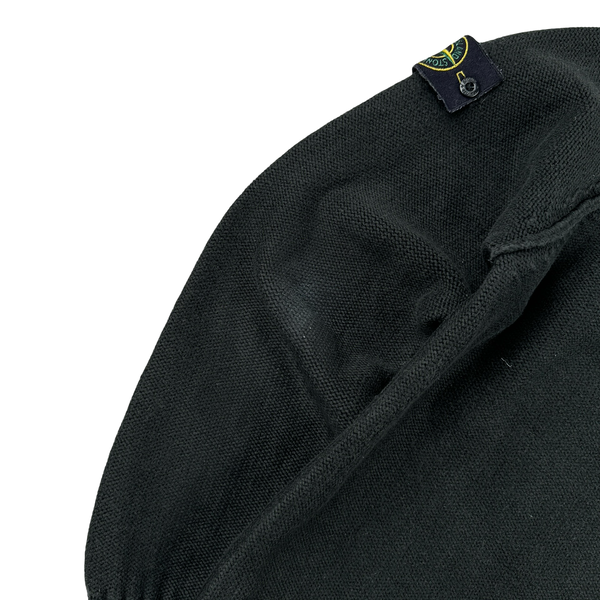 Stone Island 2004 Washed Black Cotton Quarter Zip Neck Pullover - XL
