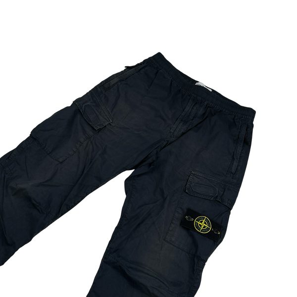 Stone Island 2021 Black Regular Tapered Cargo Trousers - 32"