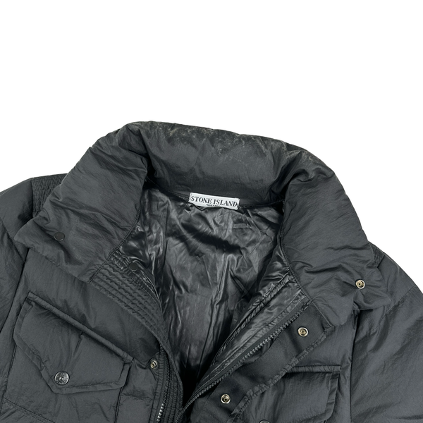 Stone Island 2009 Grey Opaque Nylon Tela Down Mesh Badge Puffer - Small