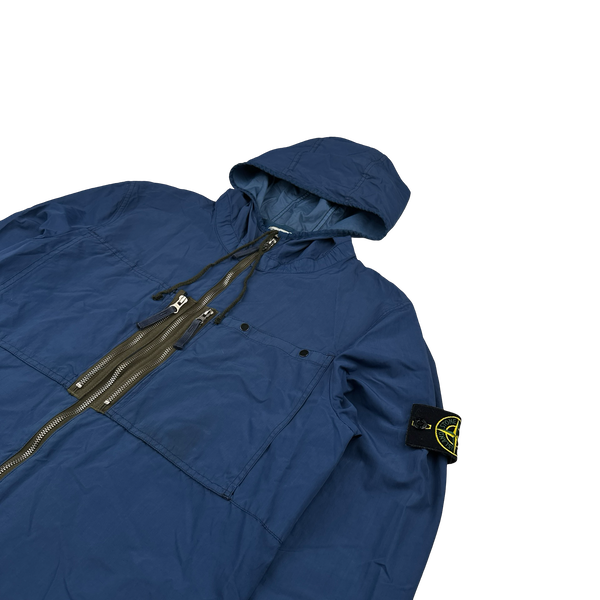 Stone Island 2010 Blue Resin Treated Nylon Jacket - Large