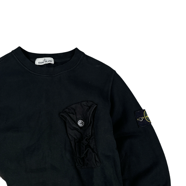 Stone Island 2021 Black Chest Pocket Jumper - Small