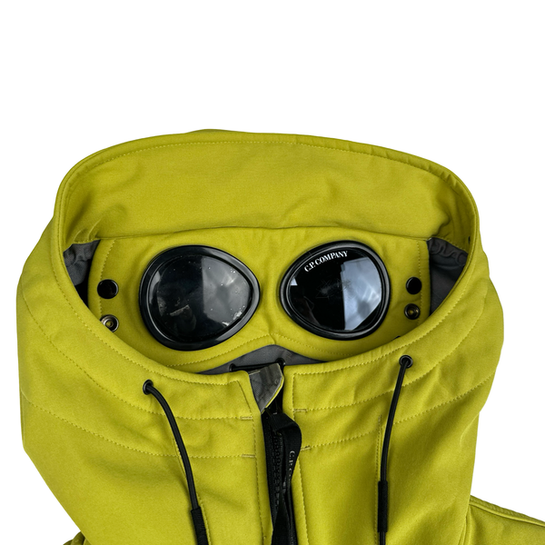 CP Company Yellow Soft Shell Goggle Hooded Zipped Jacket - Small