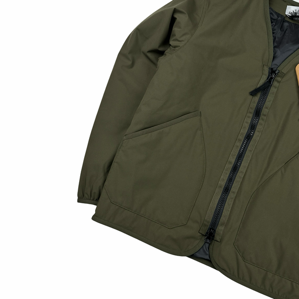 Stone Island 2023 Khaki Soft Shell R eDye Technology Primaloft Lined V Collar Jacket - Small