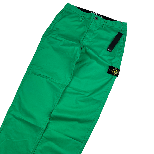 Stone Island 2021 Green Regular Fit Cotton Cargo Trousers - 32"