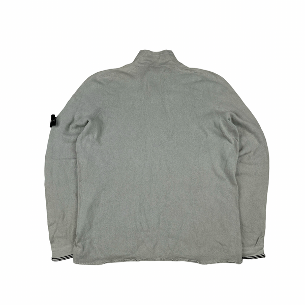 Stone Island Grey Knitted Cotton Pullover Jumper - Large