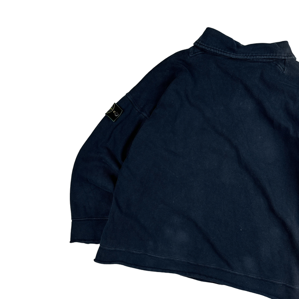 Stone Island 1991 Vintage Navy Quarter Zipped Cotton Pullover - Large