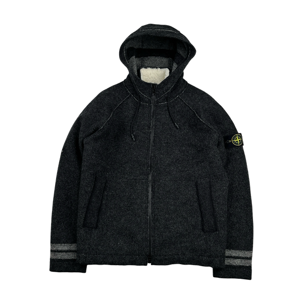 Stone Island Felted Wool Sheepskin Dutch Rope Down Jacket - Medium