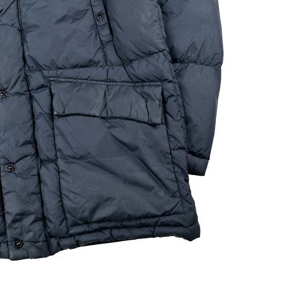 Stone Island 2013 Navy Long Crinkle Down Puffer Jacket - Large
