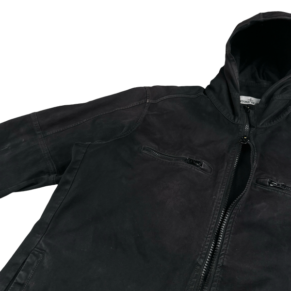 Stone Island 2016 Black Thick Cotton Hooded Overshirt - XL