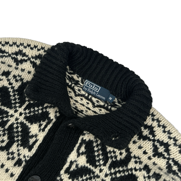 Ralph Lauren Wool Cable Knit Buttoned Folk Style Jumper - Large