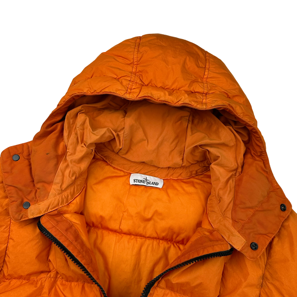 Stone Island 2019 Orange Down Garment Dyed Crinkle Reps Puffer Jacket - Medium