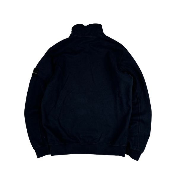 Stone Island 2023 Navy Cotton Zip Up Jumper - Large