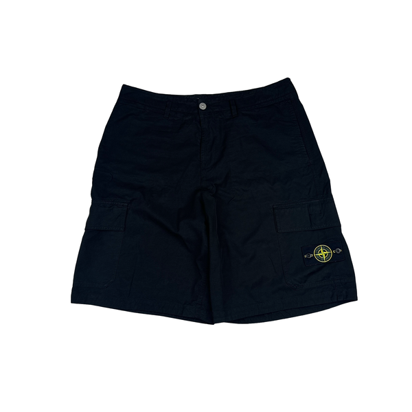 Stone Island 2023 Black Loose Fit Bermuda Cotton Shorts - 36"