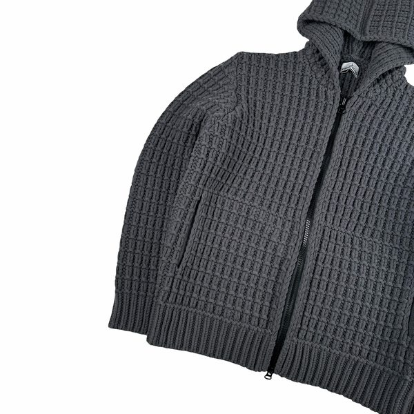 Stone Island 2024 Grey Virgin Wool Thick Knit Hooded Jumper - XXL