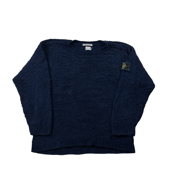2000AW STONE  CHENILLE KNIT XL！ Stone Island 2025 Green Zipped Cotton Chenille Knit Jumper - Large